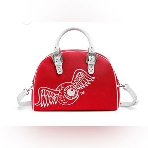 Von Dutch Red and White Logo Bag